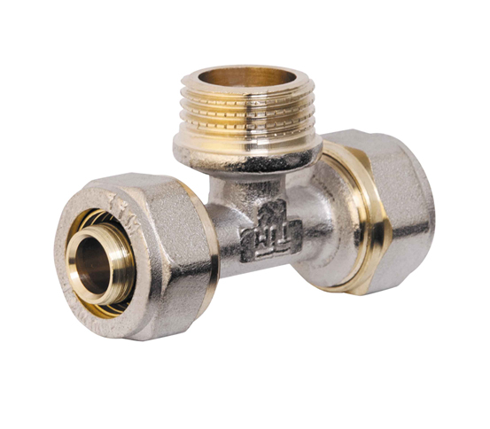 Тройник D. 16 x 1/2" П x 16 металлопласт HS