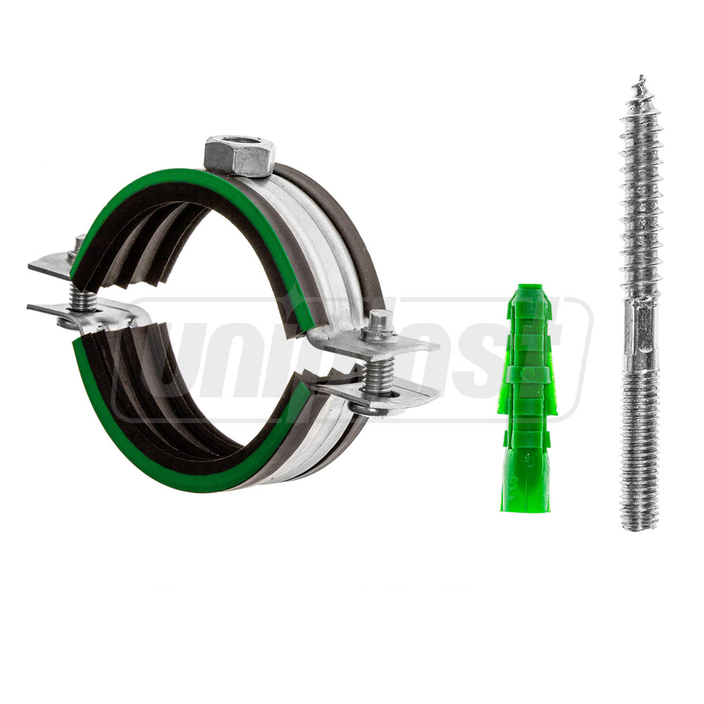 Colier metalic pentru teava cu garnitura din cauciuc si diblu (set) D.160 mm - 6" (162-170 mm) M10 RU