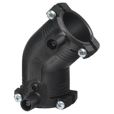 Cot e/f 45° D. 63 PE100 SDR11 PN16 39.5W  +GF+