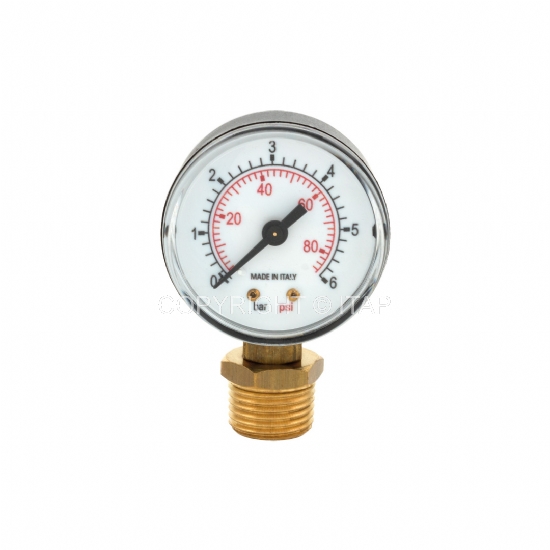 Манометр 10 атм. D. 1/4" П радиальный D. 63 HY