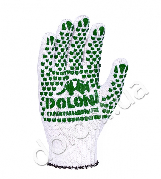 Manusi protectie bumbac (albe cu desen verde PVC) Art. 580