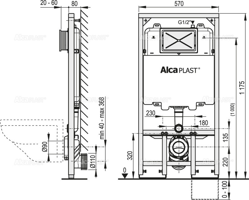 Инсталляция для подвесных унитазов Sadromodul Slim A1101/1200 (5400) ALCAPLAST