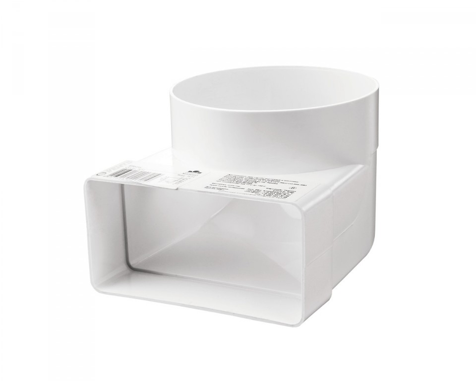 Cot 90° conectare tub rotund/plat plastic 55 x 110 mm / D.100 (521)  VENTS