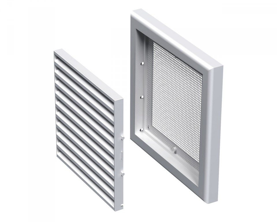 Grila ventilatie plastic patrata 154 x 154 mm (B154 x H110 x L15 mm) MV 100s  VENTS