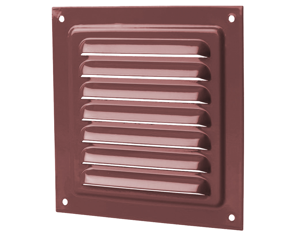 Grila ventilatie metal patrata 150 x 150 mm (cu plasa metalica) MVM 150s (maro)  VENTS