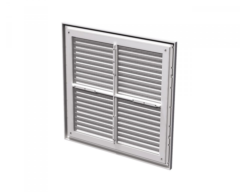 Grila ventilatie metal patrata 250 x 250 mm (cu plasa metalica) MVM 250s (alba)  VENTS