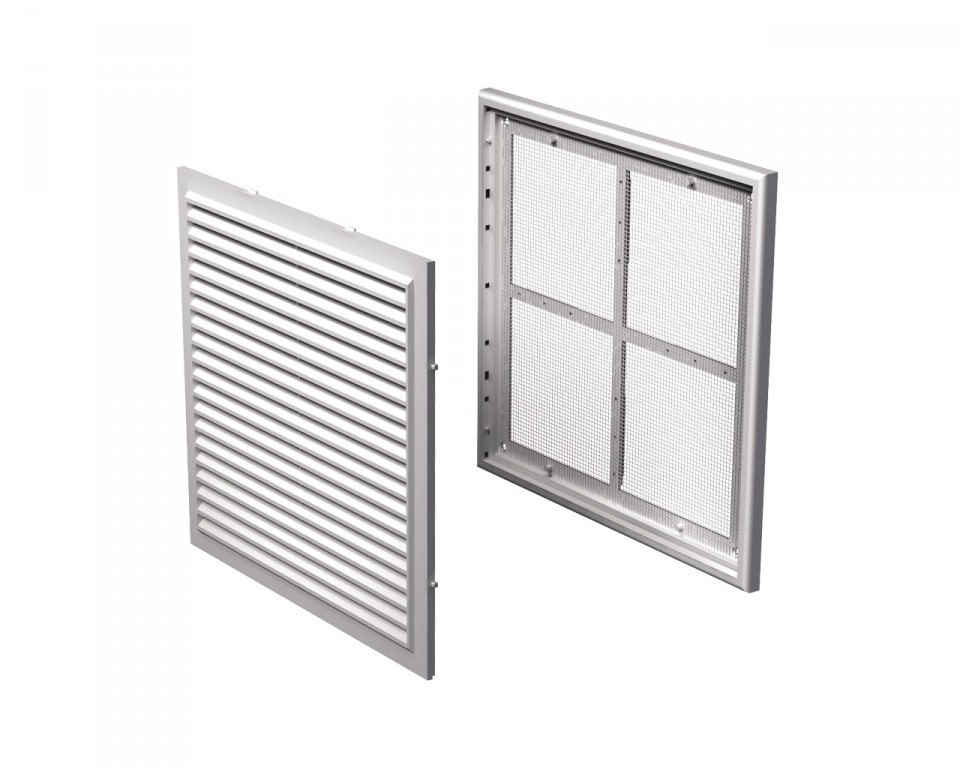 Grila ventilatie metal patrata 250 x 250 mm (cu plasa metalica) MVM 250s (alba)  VENTS