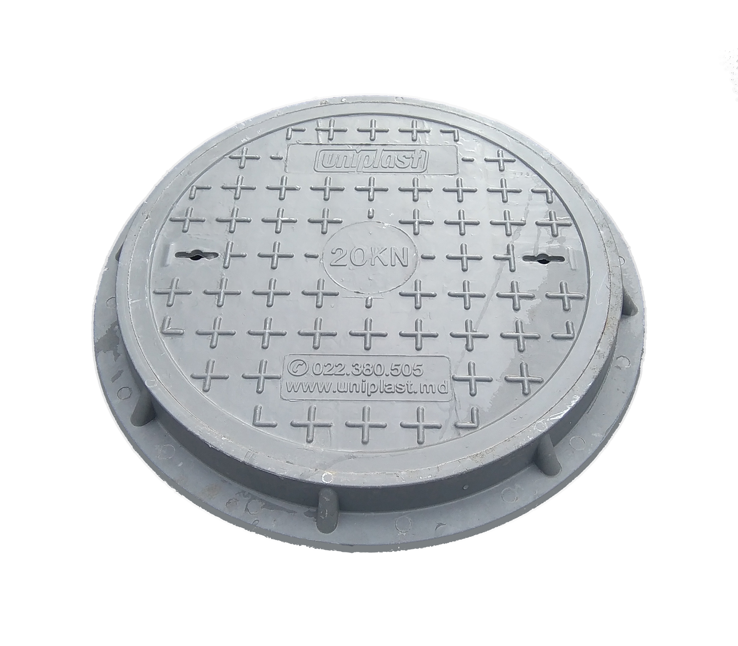 Capac canalizare cu rama D.500 / 10 t (gri) (pentru zone pietonale/gradina) (565x70 mm)