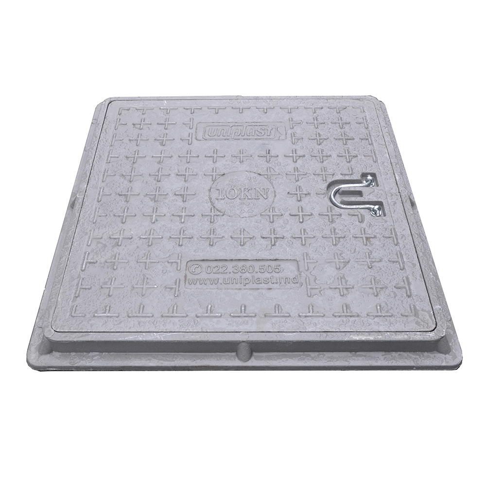 Capac canalizare compozit patrat 500x500 mm / 1 t (gri inchis)