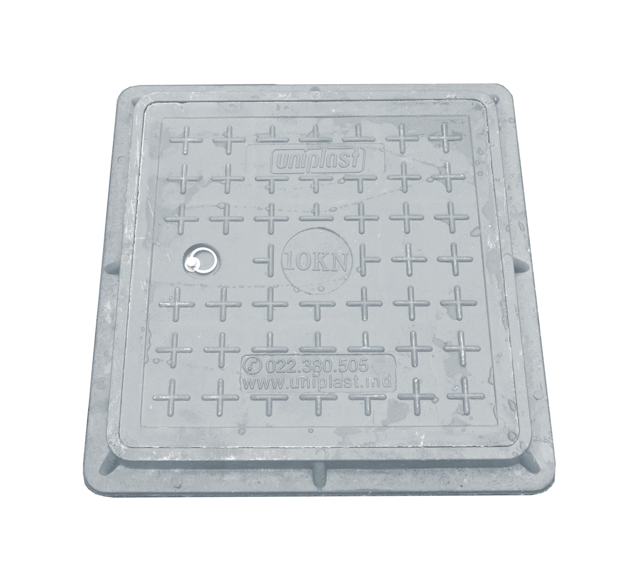 Capac canalizare compozit patrat 400x400 mm / 1 t (gri inchis)