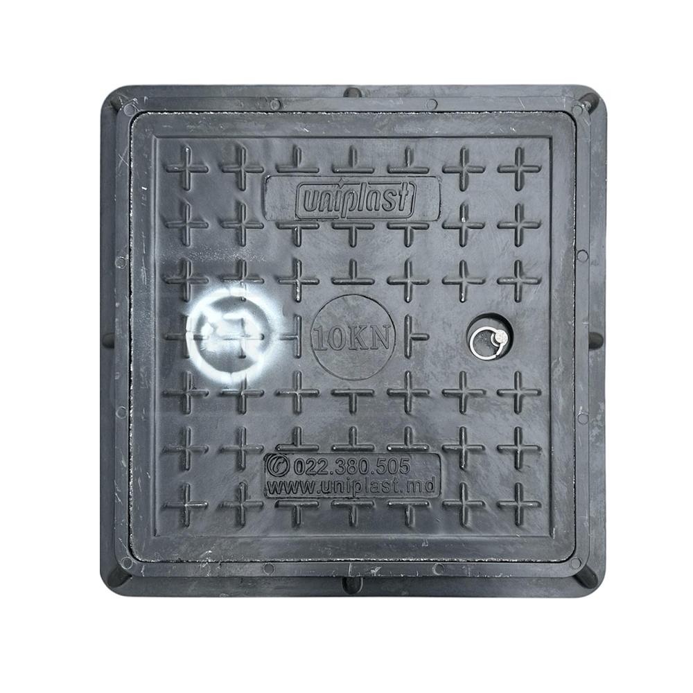 Capac canalizare compozit patrat 400x400 mm / 1 t (negru)