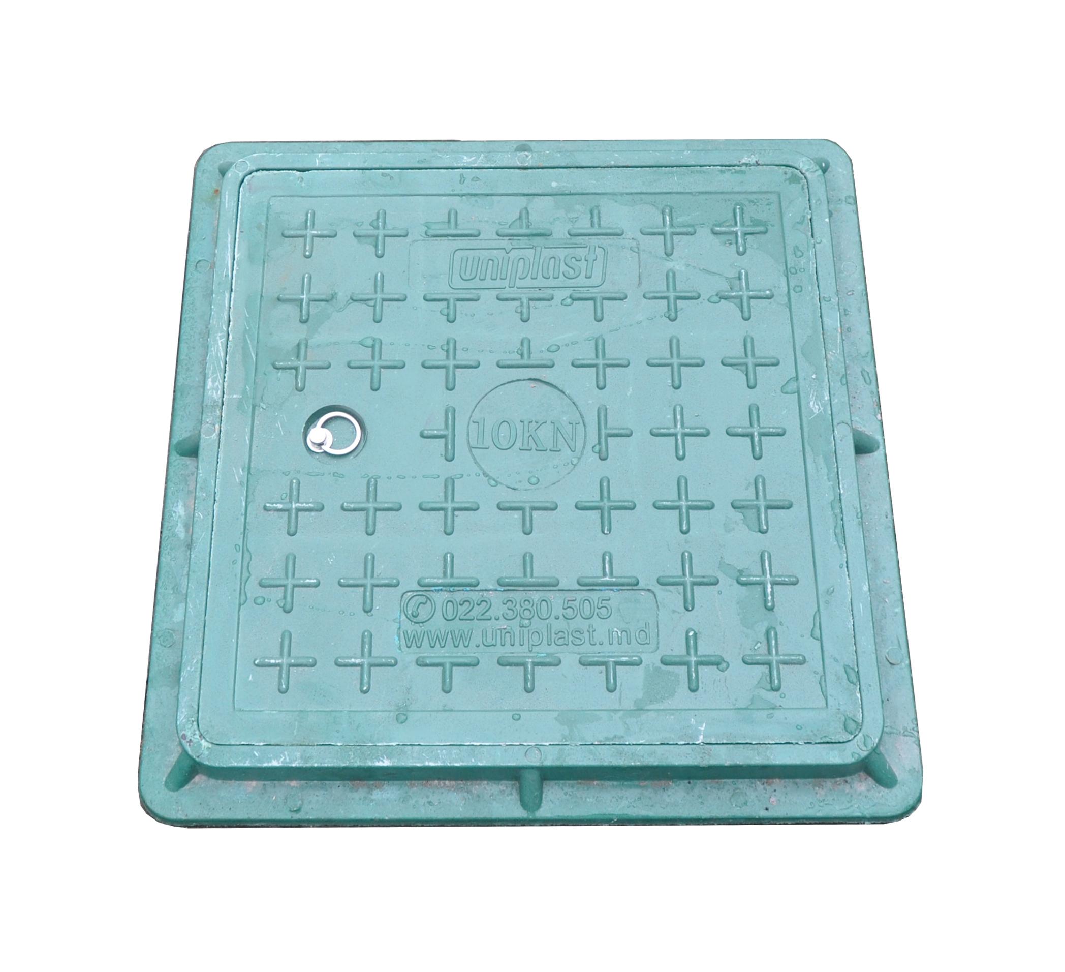 Capac canalizare compozit patrat 400x400 mm / 1 t (verde)