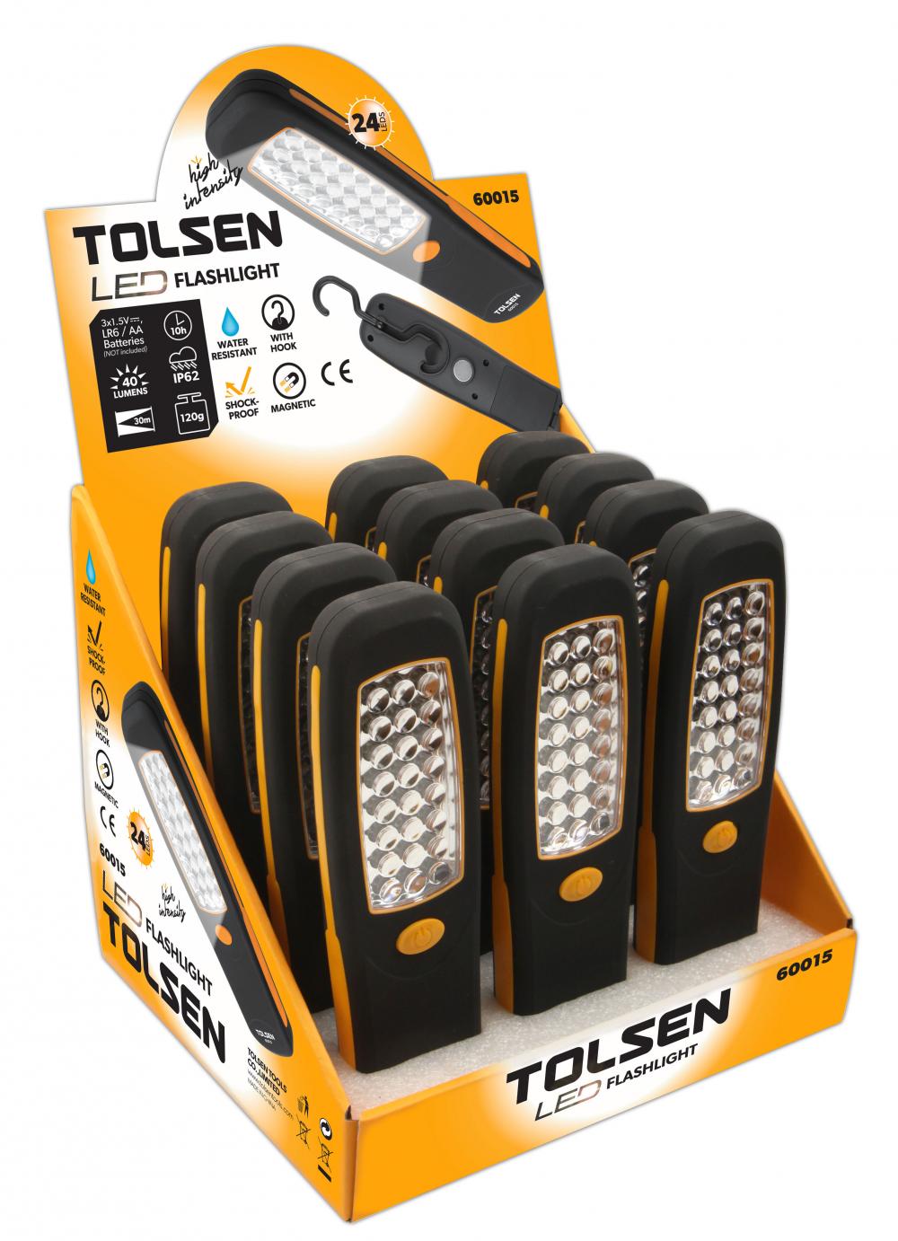 Фонарик светодиодный на магните 24LED/40LM  TOLSEN