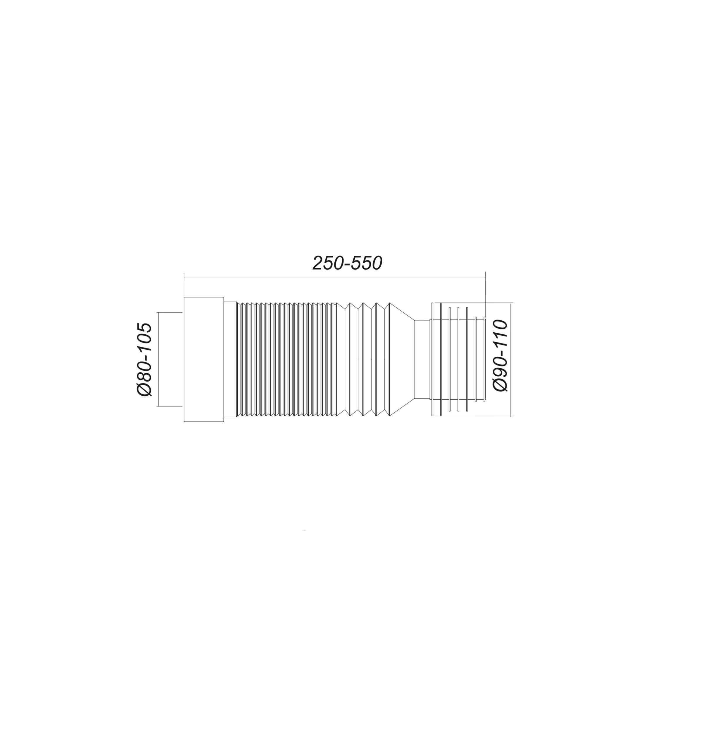 Гофрированная труба для унитаза армированная D.110 L=550 мм ГУ550   SOLOPLAST