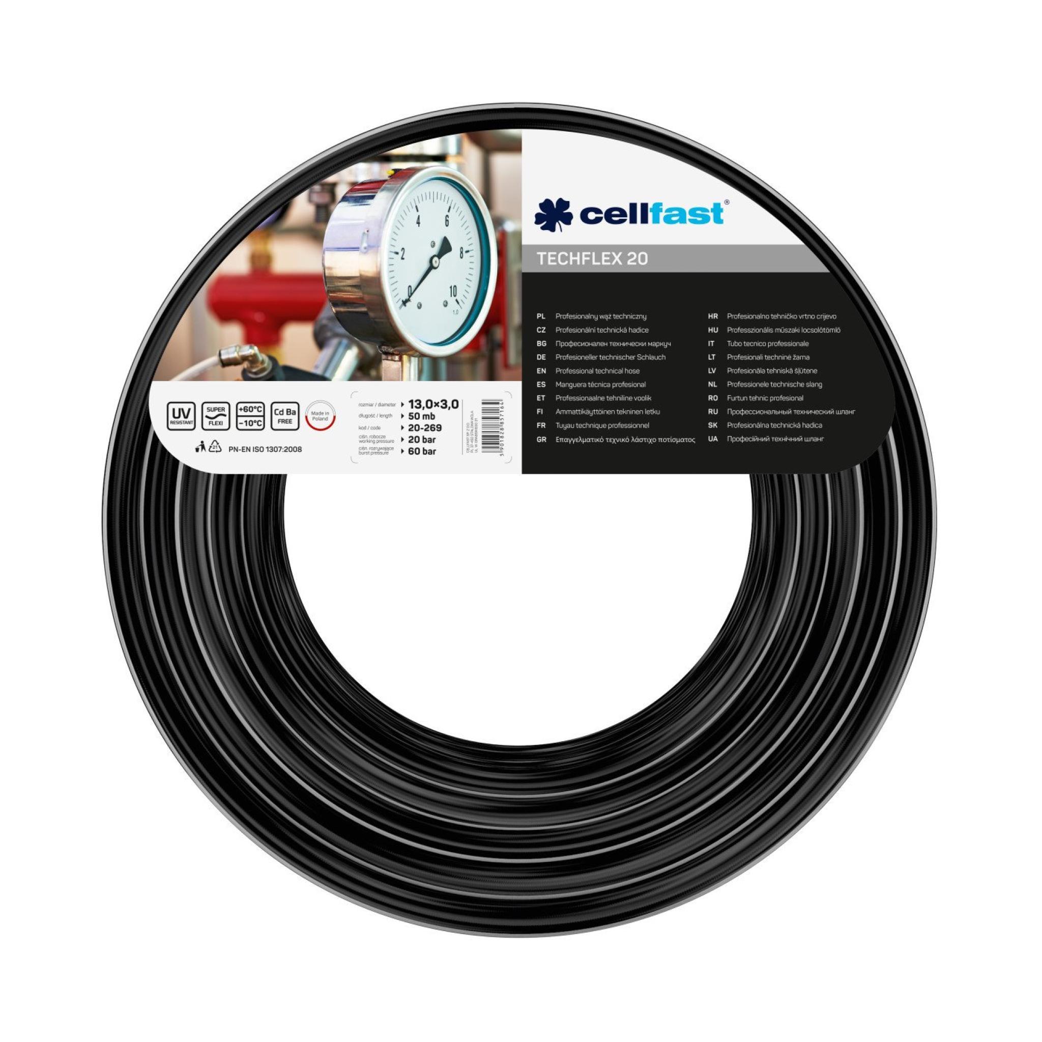 Шланг TECHFLEX технический D.13x3 PN20 (черный)  CELLFAST
