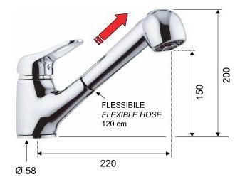 Baterie bucatarie cu dus KISS 47 REMER