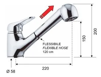 Baterie bucatarie cu dus KISS 47  REMER
