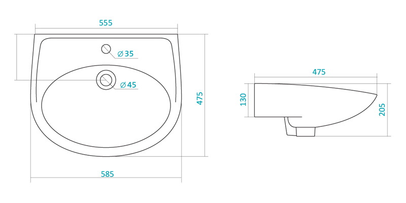 Lavoar cu piedestal 60 x 53 x 80 cm