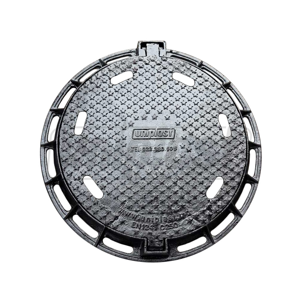 Capac ventilat din fonta D.600 EN-124 C250 37 kg N cu gauri (720x600x75 mm)