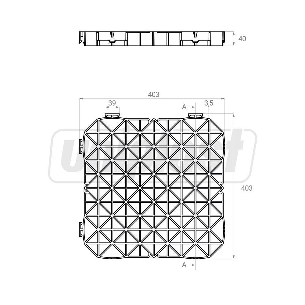 Газонная решетка пластиковая для защиты травы A15 (39.5x39.5 см H=40 мм) зеленая  SAB