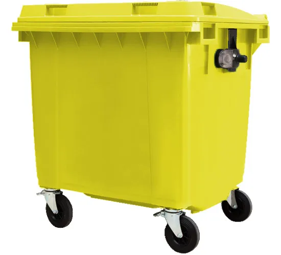 Cos pentru transportarea deseurilor 1100 L din plastic pe roti (galben) HE