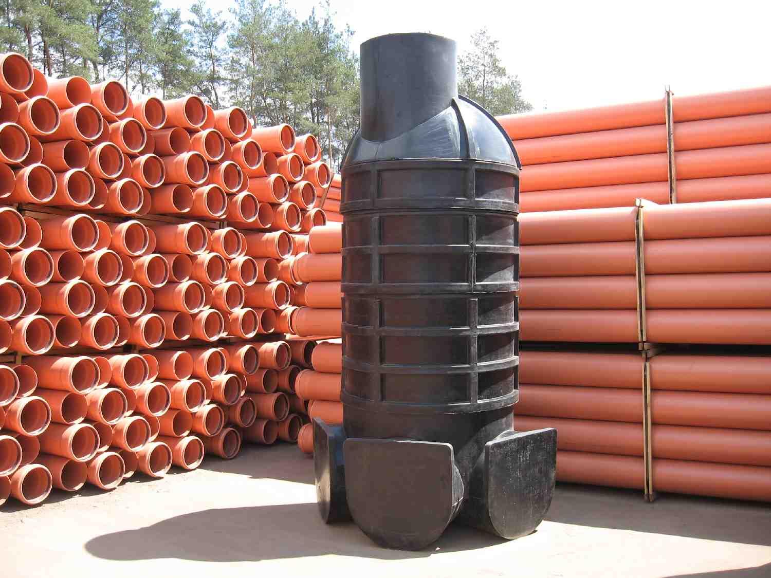 Смотровой колодец c опорой ПП D.315x200 (1 вход/1 выход D.200) (оранжевый) TP