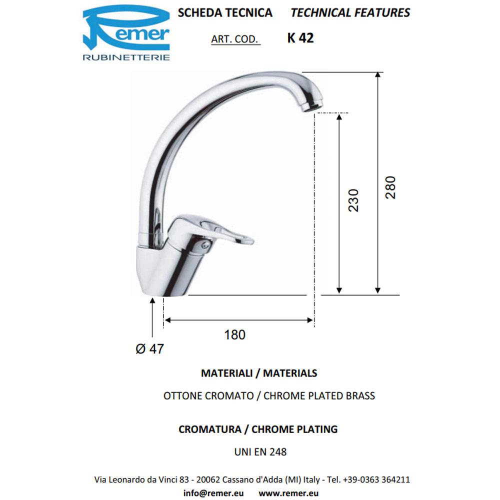 Baterie bucatarie verticala KISS 42 2 REMER