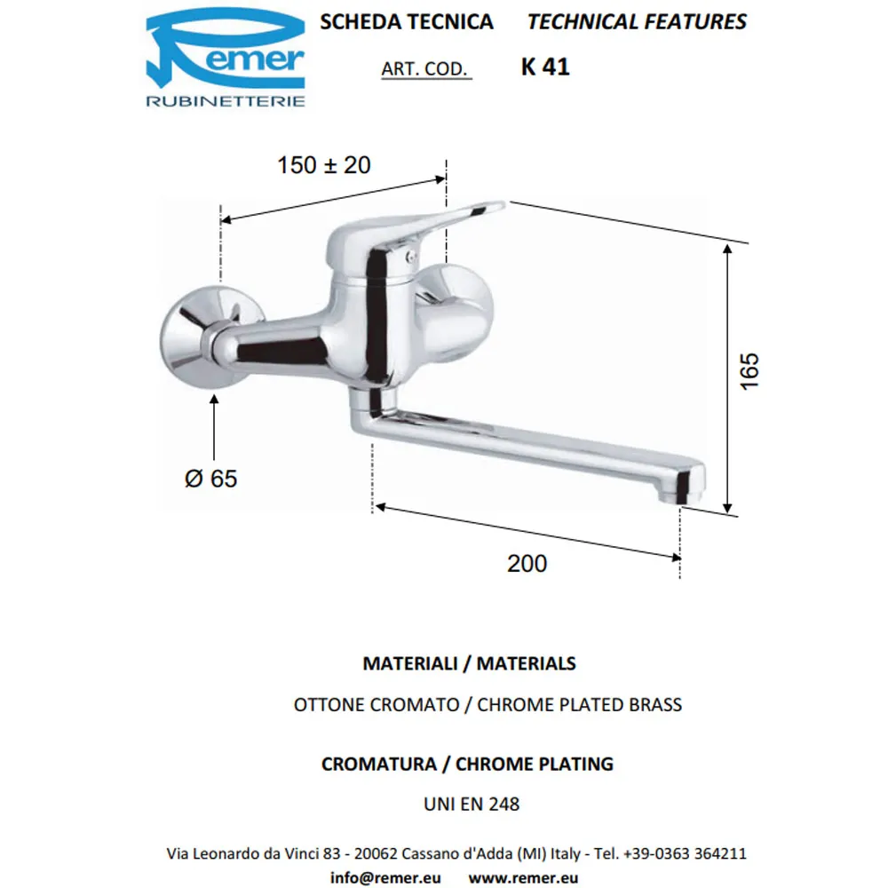 Baterie lavoar perete KISS 41 2 REMER