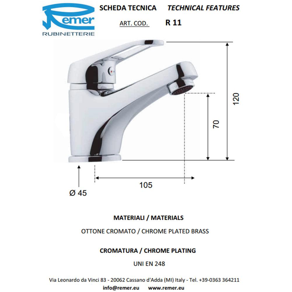 Baterie lavoar verticala REMIX 11  REMER