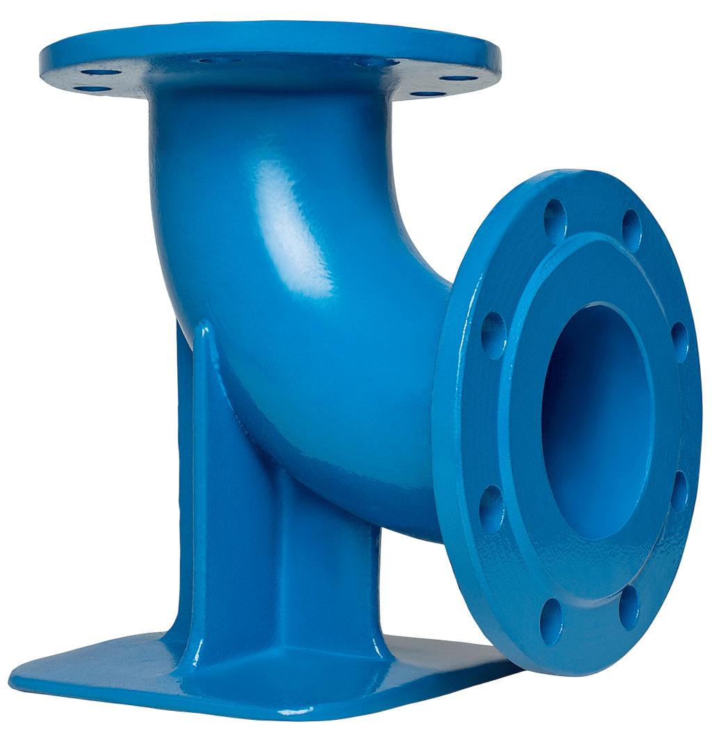 Cot cu talpa fonta pentru hidrant D.100 x 90° PN10/16 (L=180/360 mm) (8 gauri)  BOHAMET