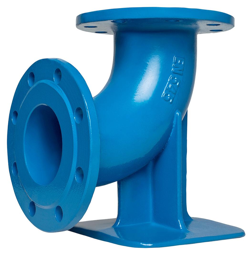Cot cu talpa fonta pentru hidrant D.100 x 90° PN10/16 (L=180/360 mm) (8 gauri) BOHAMET