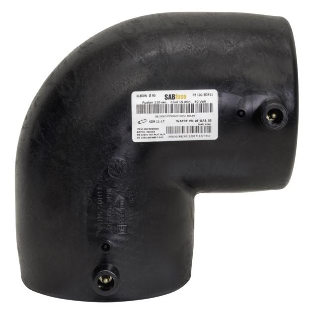 Угол e/f 90° D.140 PE100 SDR11 PN16 39.5W only  SAB