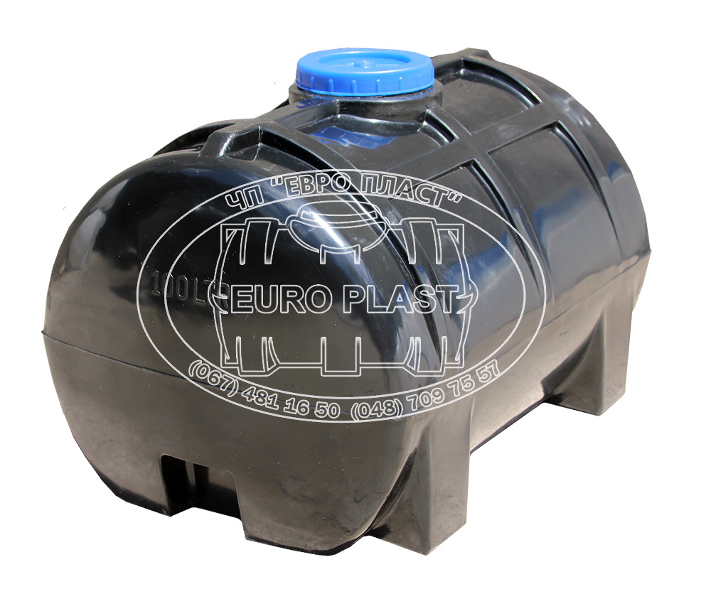 Rezervor apa 100 L orizontal, oval (negru) cu para pentru dus 70x46x45 cm