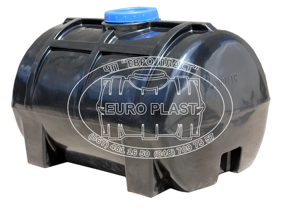 Емкость  150 л горизонтальная, овальная (черный) + душевая насадка