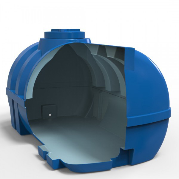 Rezervor apa 1500 L orizontal, oval (albastru) cu stut D. 3/4", fortat 150x120x125 cm