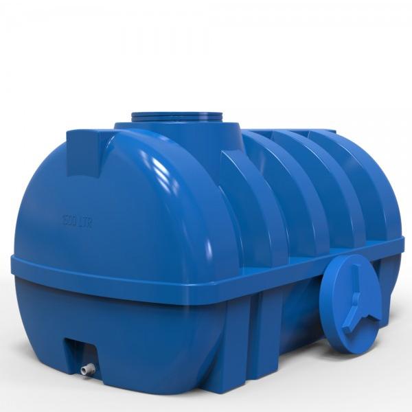 Rezervor apa 1500 L orizontal, oval (albastru) cu stut D. 3/4", fortat 150x120x125 cm