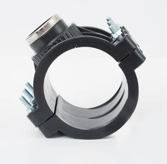 Piesa bransare teava PEHD D.200 x 1.1/2" / 10 A cu 6 suruburi, cu inel (reinfor.) (FX) SAB