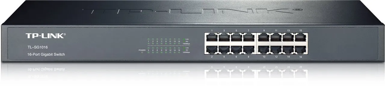 Switch TP-LINK TL-SG1016 / 16 port / Gigabit / RJ45 / 1U 19-inch rack-mountable steel case