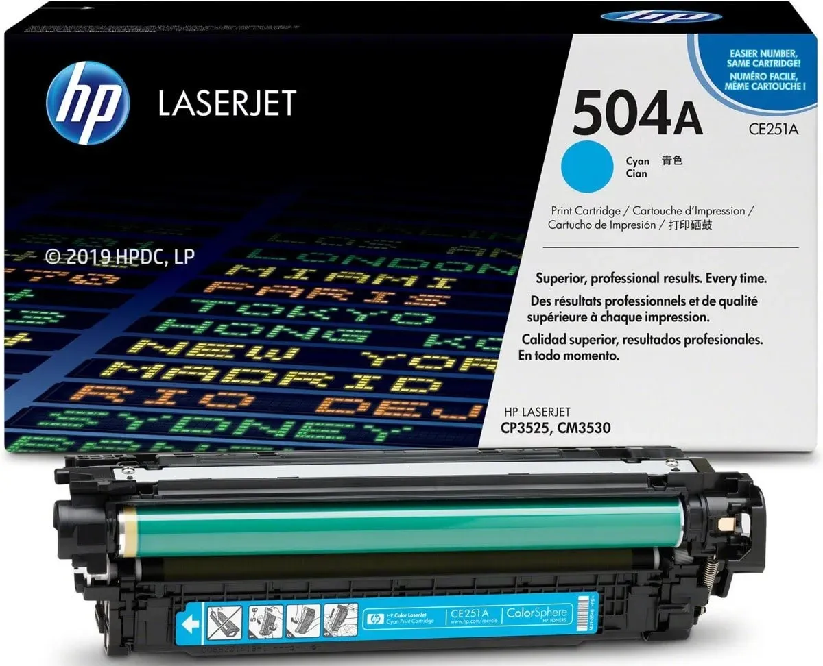HP 504A (CE251A) Cyan Cartridge for HP LaserJet CP3525, CP3525n, CP3525dn, CP3525x, CM3530, CM3530fs, 7000 p.