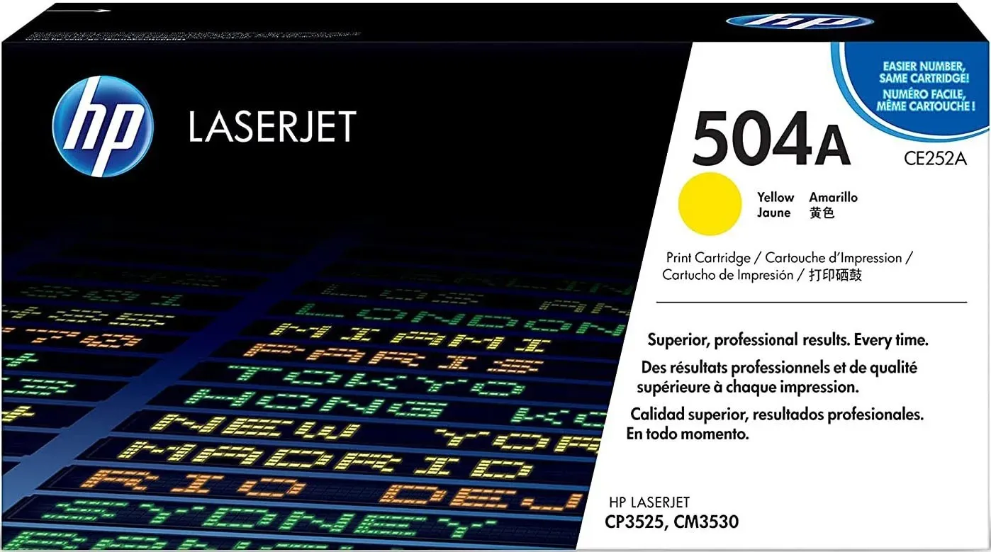 HP 504A (CE252A) Yellow Cartridge for HP LaserJet CP3525, CP3525n, CP3525dn, CP3525x, CM3530, CM3530fs, 7000 p.
