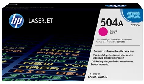 HP 504A (CE253A) Magenta Cartridge for HP LaserJet CP3525, CP3525n, CP3525dn, CP3525x, CM3530, CM3530fs, 7000 p.