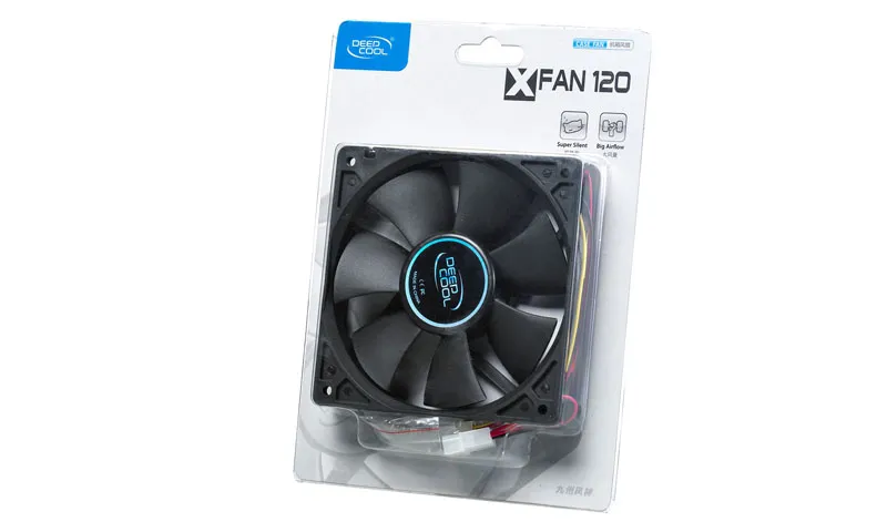 120mm Case Fan - DEEPCOOL ”XFAN 120” Fan, 120x120x25mm, 1300rpm, <25dBa, 44.7CFM, Hydro Bearing, Big 4Pin and 3Pin Molex, Black