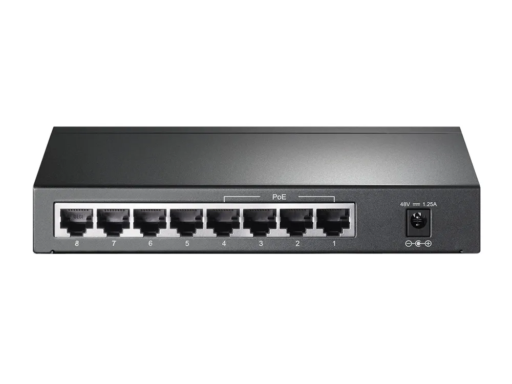 TP-LINK TL-SG1008P, 8-Port Gigabit Desktop PoE Switch, 8 Gigabit RJ45 ports including 4 PoE ports, 53W PoE Power supply, steel case