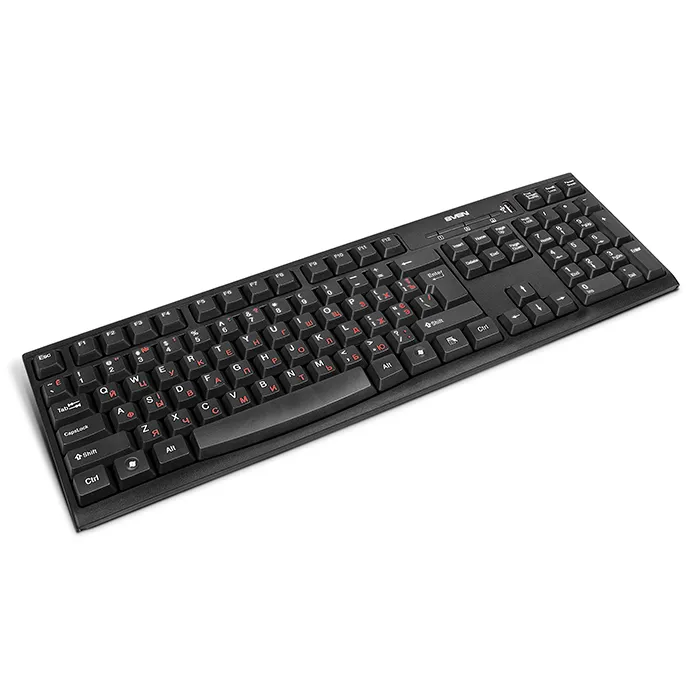 SVEN Standard 304 USB+HUB, Keyboard, USB 2.0 Hub 1-port, Black