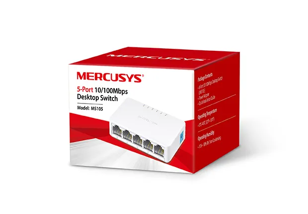 MERCUSYS MS105  5-port Desktop Switch, 5 10/100M RJ45 ports, Plastic case