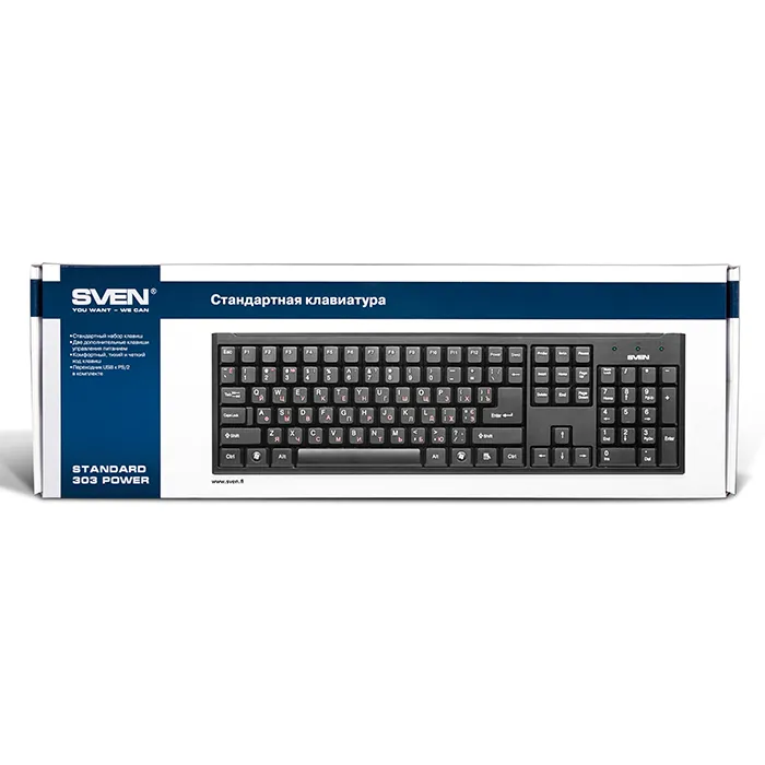 Tastatura SVEN Standard 303 Power / USB+PS/2 / Black