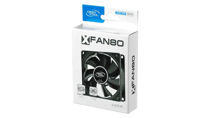 80mm Case Fan - DEEPCOOL ”XFAN 80” Fan, 80x80x25mm, 1800rpm, <20dBa, 21.8CFM, Hydro Bearing, Big 4Pin Molex, Black