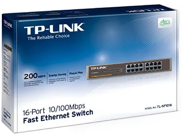 Switch TP-LINK TL-SF1016 / 16 port / 100Mb / RJ45 / 1U 19-inch rack-mountable steel case