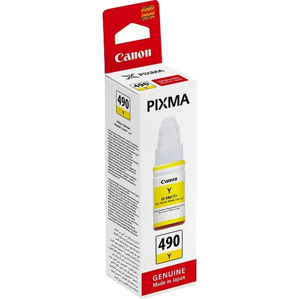 Ink Bottle Canon GI-490 Y (0666C001), yellow, 70ml for G1400/1410/G2410/G2411/G2415/G3410/G3411/G3415/G4411, 7000 p.