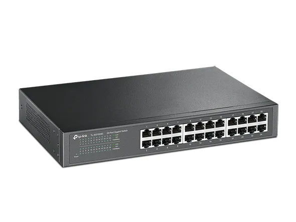 TP-LINK TL-SG1024D  24-port Gigabit Switch, Gigabit Desktop/Rachmount Switch, 24 10/100/1000M RJ45 ports, 13-inch steel case